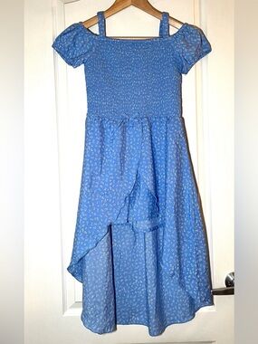 NWT Suko Girl Blue Floral Smocked Romper Dress size 8 Boho Chic Summer Essential